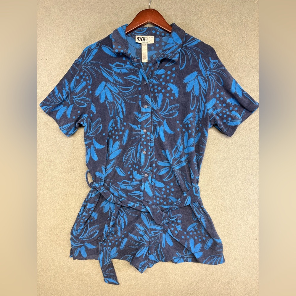 Beach Riot Gia Terry Romper Blue Back Sz M Play Suit  *** See Description ***